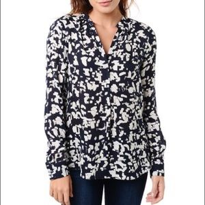 Vince, Silk Confetti Print Long Sleeve Blouse